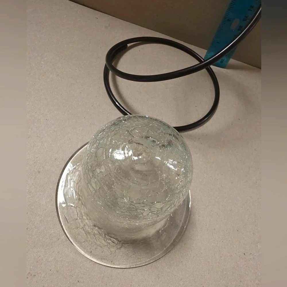 PartyLite Wrought Iron Twist Candle Holder Hand Blown Crackled Glass Votive - Picture 3 of 3